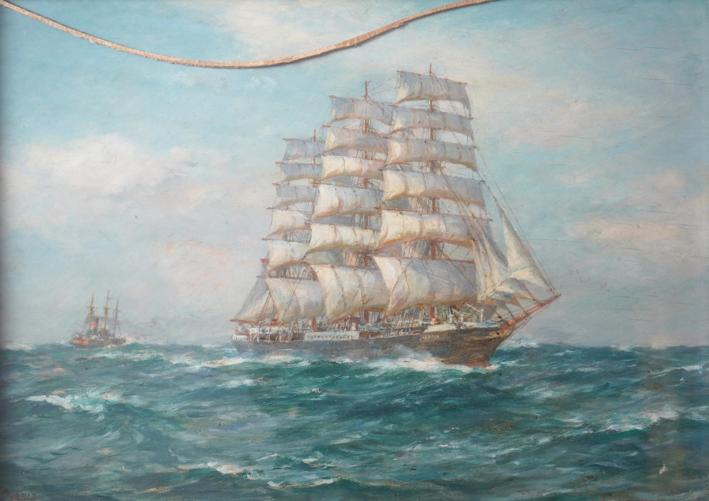 Bernard Finegan Gribble, 1872-1962, Three masted ship in full sail